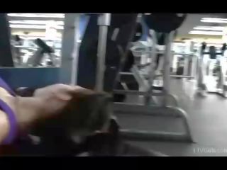 Aiden personable brunette femme fatale public flashing tits and ass at the gym
